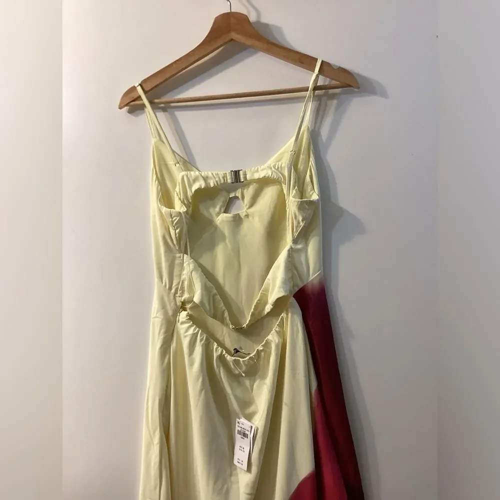 Abercrombie & Fitch Julia Slip Cutout Maxi Dress Sz L NWT Watercolor Print